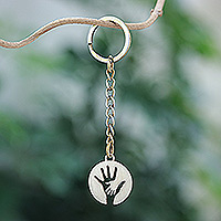 Brass key chain, 'United Generations' - Inspirational Brass Key Chain with Brushed-Satin Finish