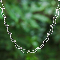 Sterling silver link necklace, 'Ethereal Orbits' - Sterling Silver Link Necklace in a Brushed-Satin Finish
