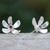 Garnet stud earrings, 'Indian Cork Tree Flower' - Sterling Silver Floral Stud Earrings with Garnet Stones (image 2b) thumbail