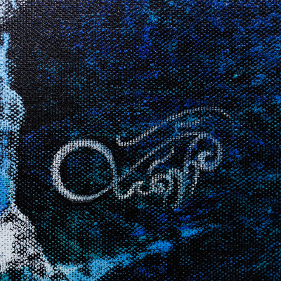 'The Moon Light' (2023) - Cuadro expresionista acrílico azul estirado firmado