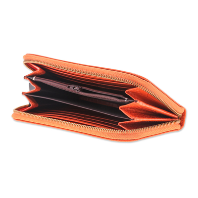 Portemonnaie aus Leder - Alligator-Print-Kürbis-Lederarmband-Geldbörse mit Riemen