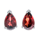 Garnet drop earrings, 'Perseverance Blessing' - Sterling Silver Drop Earrings with Pear-Shaped Garnet Gems
