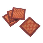 Cotton coasters, 'Marigold Sensations' (set of 4) - Set of 4 Traditional Yellow and Orange Cotton Coasters