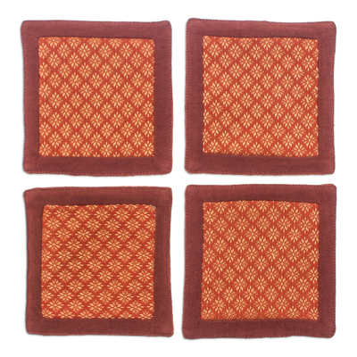 Untersetzer aus Baumwolle, (4er-Set) - Set mit 4 traditionellen Untersetzern aus Baumwolle in Gelb und Orange