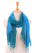 Cotton scarves, 'Teal and Cyan Tides' (set of 2) - Set of 2 Ocean-Inspired Teal and Cyan Cotton Scarves (image 2b) thumbail
