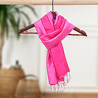 Silk scarf, 'Plum Encounter'