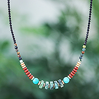Multi-gemstone beaded necklace, 'Precious Glory'