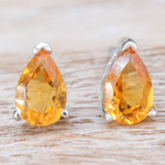 Citrine drop earrings, 'Abundance Blessing' - Sterling Silver Drop Earrings with Pear-Shaped Citrine Gems