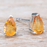 Citrine drop earrings, 'Abundance Blessing' - Sterling Silver Drop Earrings with Pear-Shaped Citrine Gems