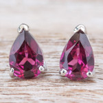 Rhodolite drop earrings, 'Eternity Blessing' - Sterling Silver Drop Earrings with Pear-Shaped Rhodolite