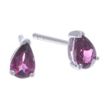 Rhodolite drop earrings, 'Eternity Blessing' - Sterling Silver Drop Earrings with Pear-Shaped Rhodolite