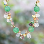 Gold-accented multi-gemstone beaded necklace, 'Spring Vibe' - Multi-Gemstone Beaded Necklace with 18k Gold-Plated Clasp