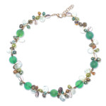 Gold-accented multi-gemstone beaded necklace, 'Spring Vibe' - Multi-Gemstone Beaded Necklace with 18k Gold-Plated Clasp