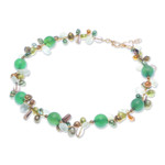 Gold-accented multi-gemstone beaded necklace, 'Spring Vibe' - Multi-Gemstone Beaded Necklace with 18k Gold-Plated Clasp