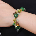 Gold-accented multi-gemstone beaded bracelet, 'Spring Majesty' - Multi-Gemstone Green Beaded Bracelet with Gold-Plated Clasp