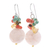 Multi-gemstone cluster dangle earrings, 'Pink Champagne' - Multi-Gemstone Cluster Dangle Earrings in Pink and Golden