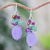 Multi-gemstone cluster dangle earrings, 'Purple Spring' - Cluster Dangle Earrings with Amethyst and Cultured Pearls