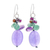 Multi-gemstone cluster dangle earrings, 'Purple Spring' - Cluster Dangle Earrings with Amethyst and Cultured Pearls thumbail