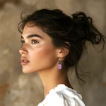 Multi-gemstone cluster dangle earrings, 'Purple Spring' - Cluster Dangle Earrings with Amethyst and Cultured Pearls