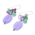 Multi-gemstone cluster dangle earrings, 'Purple Spring' - Cluster Dangle Earrings with Amethyst and Cultured Pearls (image 2c) thumbail