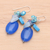 Multi-gemstone dangle earrings, 'Blue Symphony' - Dangle Earrings with Quartz Howlite and Cultured Pearl