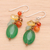 Multi-gemstone dangle earrings, 'Honey Spring' - Dangle Earrings with Quartz Chalcedony and Cultured Pearl (image 2b) thumbail