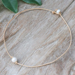 Cultured pearl cord pendant necklace, 'Innocent Soul' - Leather Cord Necklace with Cultured Pearl Pendant and Clasp