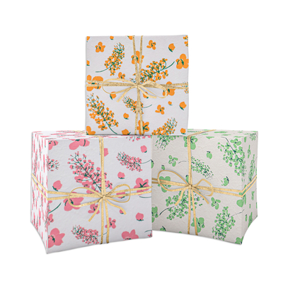 Saa Geschenkpapier, (3er-Set) - Handgefertigtes, umweltfreundliches Blumen-Saa-Geschenkpapier (3er-Set)