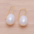Gold-plated cultured pearl drop earrings, 'Timeless Flair' - Classic 18k Gold-Plated Cultured Pearl Drop Earrings (image 2b) thumbail