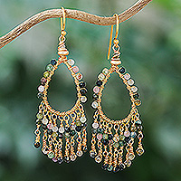 Gold-accented tourmaline waterfall earrings, 'Chic Colors'