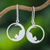 Sterling silver dangle earrings, 'Relaxing' - 925 Silver Cat Dangle Earrings with Brushed-Satin Finish (image 2) thumbail