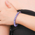 Anhydrite beaded macrame stretch bracelet, 'Fearless Glam' - Handmade Anhydrite & Silver Beaded Macrame Stretch Bracelet