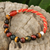 Pulsera elástica con cuentas de ojo de tigre y calcedonia - Pulsera elástica de ojo de tigre y calcedonia en rojo y marrón