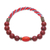 Multi-gemstone beaded stretch bracelet, 'Balance Crown' - Multi-Gemstone Beaded Stretch Bracelet in Red and Grey Hues