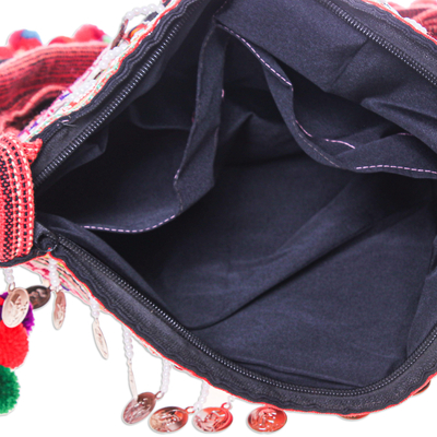 Cotton blend shoulder bag, 'Hmong Festival' - Hmong-Inspired Cotton Blend Shoulder Bag from Thailand