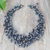Cultured pearl and glass beaded waterfall necklace, 'Rain of Mystery' - Clear Glass Beaded Waterfall Necklace with Black Pearls (image 2c) thumbail