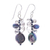 Cultured pearl and glass beaded dangle earrings, 'Rain of Mystery' - Clear Glass Beaded Dangle Earrings with Black Pearls thumbail