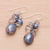 Cultured pearl and glass beaded dangle earrings, 'Rain of Mystery' - Clear Glass Beaded Dangle Earrings with Black Pearls (image 2b) thumbail