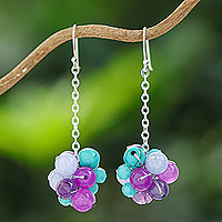Multi-gemstone cluster dangle earrings, 'Vibrant Feelings' - Multi-Gemstone Cluster Dangle Earrings in a Vibrant Palette