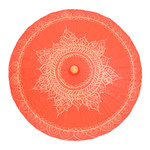 Cotton parasol, 'Orange Splendor' - Cotton and Bamboo Thai Parasol Hand-Painted in Orange & Gold