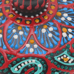 Wood decorative box, 'Floral Marvel in Green' - Traditional Thai Mango Wood Decorative Box in Red and Green