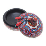 Wood decorative box, 'Floral Marvel in Purple' - Traditional Thai Mango Wood Decorative Box in Red and Purple