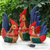 Wood sculptures, 'Festive Chickens' (set of 3) - Set of Three Hand-Painted Raintree Wood Chicken Sculptures