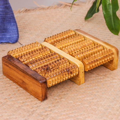 Wood foot massage roller, 'Steps to Heaven' - Handcrafted Raintree Wood Foot Massage Roller from Thailand