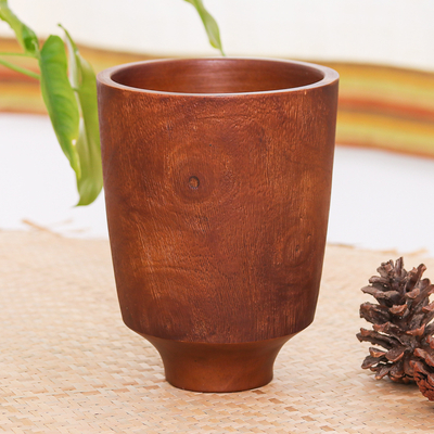 Florero decorativo de madera - Jarrón decorativo artesanal minimalista de madera de mango marrón