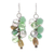 Cultured pearl and glass beaded cluster dangle earrings, 'Rain of Joy' - Clear Glass Beaded Cluster Dangle Earrings with Green Pearls
