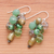 Cultured pearl and glass beaded cluster dangle earrings, 'Rain of Joy' - Clear Glass Beaded Cluster Dangle Earrings with Green Pearls