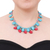 Multi-gemstone beaded charm necklace, 'Joyful in Blue' - Elephant-Themed Multi-Gemstone Beaded Charm Necklace