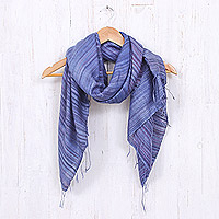 Silk shawl, 'Bold Plum'