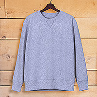Suéter de hilo reciclado, 'Grey Ecology' - Suéter de hilo 100% reciclado en gris